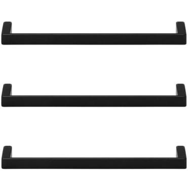 Imagem de Kit 3 Puxadores Torralba Alça para Móveis 20cm Preto Fosco Oeiras Armá