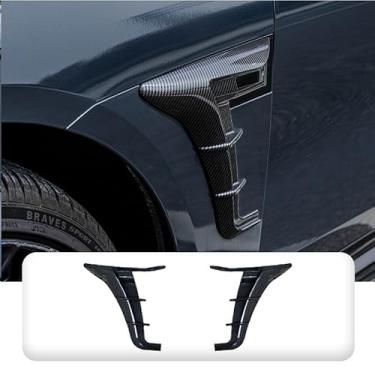 Imagem de Protetor lateral de carro preto brilhante divisor de ventilação de entrada de ar placa decorativa para Su7 kit de corpo de acabamento de janela triângulo traseiro (placa de folha aparência de carbono)