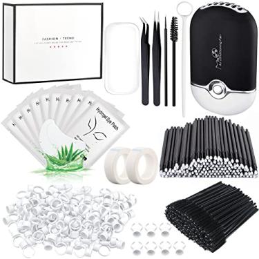 Imagem de QUKLOGEN 267 Pcs Suprimentos Para Extensão De Cílios Kit Soprador Ar Condicionado Usb, Almofada Silicone, Almofadas Gel As Olheiras, Mini Espelho Maquiagem, Fi