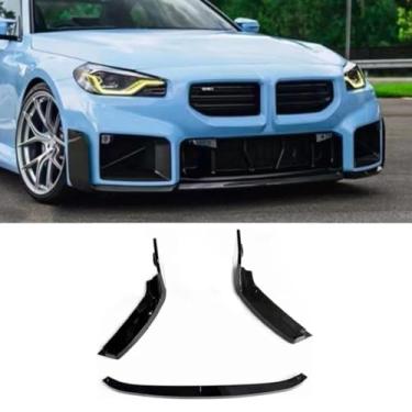 Imagem de Parte de modificação do difusor de lábios do spoiler do para-choque dianteiro do carro para M2 G87 2023-2024 Capa protetora de para-choque acessórios para carro (preto brilhante)
