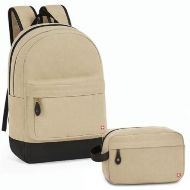 Imagem de Kit Mochila Estojo Necessaire Volk Executiva Trabalho Elegante Lona Ma
