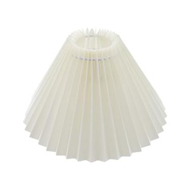 Imagem de KUMGROT E26/E27 Abajur plissado pequeno abajur recortado abajures substituição bonito abajur para quarto, sala de estar, decoração de escritório em casa, creme