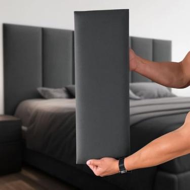Imagem de 7 Módulos Estofado Adesivo Cabeceira Cama Box Casal 1,40x45 (Cinza)