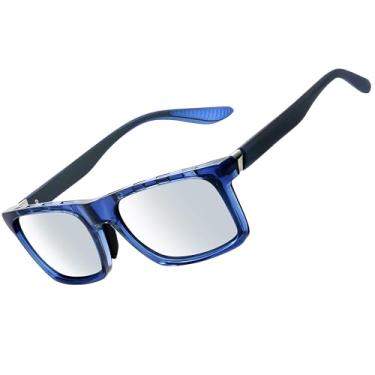 Imagem de Joopin Oculos de Sol Masculino Feminino Quadrado Retangular Estiloso Polarizado Proteção UV Espelhado Prateado