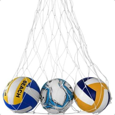 Imagem de Rede Transporte De Bola Futebol Volei Fio 4Mm Seda 20 Bolas