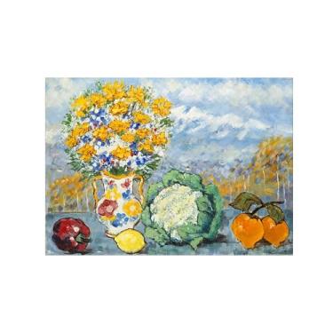 Imagem de Natureza Morta Quadro Parede em Tela-Famosas Pinturas para Sala de Jantar-Flores 2-Decoração Cozinha Vintage 50x70cm Sem Moldura