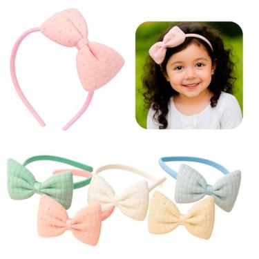 Imagem de Arco Tiara Laço Infantil Poá Acessório Cabelo Crianças Elegante Cores Pastéis - Almofadinha (ROSA CLARO)