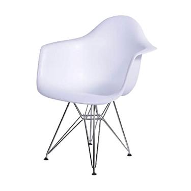 Imagem de KIT 02 CADEIRAS DKR COM BRACO BRANCA BASE CROMADA