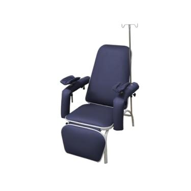 Imagem de Poltrona Hospitalar Standard Coleta e Hidratação Com Suporte de Soro Reclinável Azul Marinho