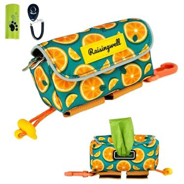 Imagem de Suporte de bolsa para petisco e cocô para trela, 2 bolsas impermeáveis com zíper para acessórios de caminhada de animais de estimação, com dispensador, clique de treinamento e 1 rolo grátis (laranja