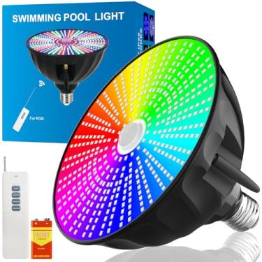Imagem de Luzes de piscina para piscina enterrada 120V 91W LED luz de piscina RGB mudança de cor lâmpada de piscina com controle remoto, substituição E26/E27 para luminária Pentair Hayward