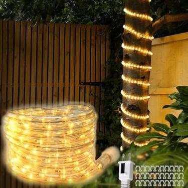 Imagem de FOEERS Luzes de corda LED de 7,8 m para ambientes internos e externos, branco quente à prova d'água para pátio, escada, acampamento para trailers - Iluminação flexível conectável com clipes, embaixo