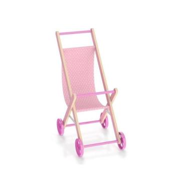 Imagem de Carrinho de Bonecas MDF e Tecido, Resistente Passeio para Meninas A Ho