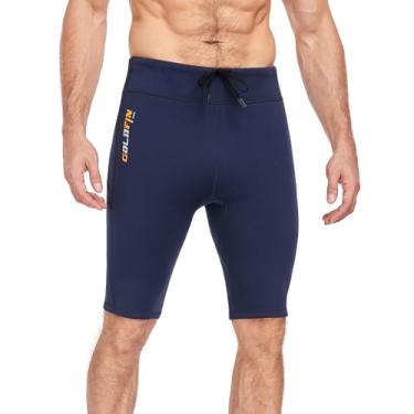 Imagem de GoldFin Calções de mergulho masculinos, neoprene 2 mm ajustável cordão curto água fria flutuabilidade calça natação surf snorkeling caiaque mergulho, azul marinho, GG