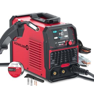 Imagem de ACEWELDER 140A Gasless Flux Core MIG Welder/Lift TIG/Stick 3 em 1 máquina de solda 110V IGBT inversor portátil Synergy Welder Machine
