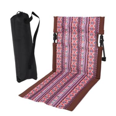 Imagem de KiBcsLic Cadeira de praia para áreas externas, almofada com bolsa de armazenamento, com encosto, assento reclinável no chão, tapete de praia dobrável para, Lado Marrom