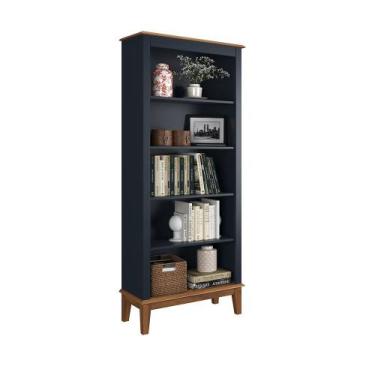 Imagem de Estante de Madeira Maciça 4 Prateleiras - Apaixone&Decore, Azul Petról