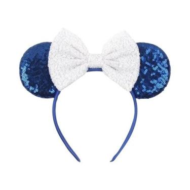 Imagem de Tiara De Orelhas De Rato Com Lantejoulas E Laço Para Meninas Com Pérol