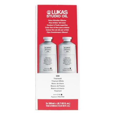 Imagem de Lukas Tinta a óleo de estúdio - Branco Titânio - 200 ml - Conjunto de 2 tubos - Excelente resistência à luz, melhorada com cera de abelha para textura suave e amanteigada, matiz consistente, ideal