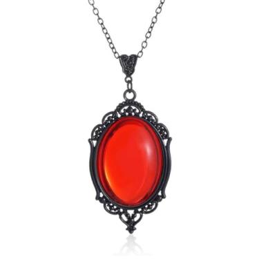 Imagem de ANGLEQUEEN Colares góticos Stardust Camafeu para mulheres, colar vermelho sangue, colar preto, colar roxo, colar gótico, colar de lágrima gótica, roupa de Halloween, joia gótica para mulheres, Zinco,