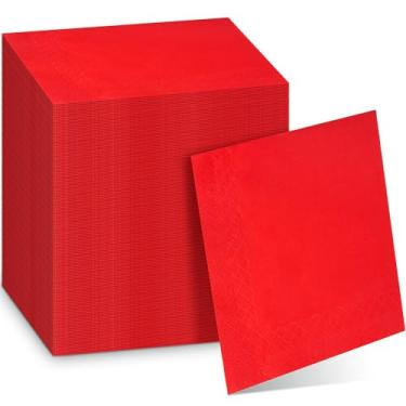Imagem de Teling 100 guardanapos de papel de Natal, guardanapos vermelhos descartáveis para festas de Natal, casamento, casa, almoço, recepção, chá, festa, artigos de jantar, decorações de festa de Natal