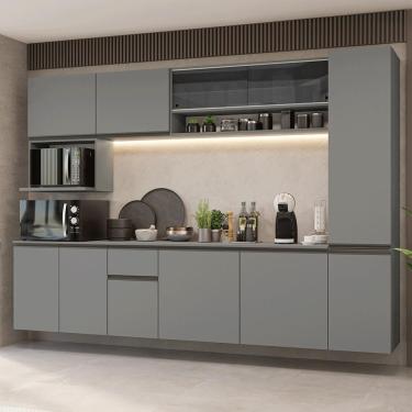 Imagem de Armário De Cozinha Completa 280 Cm Suspensa Cinza Nice Madesa 05