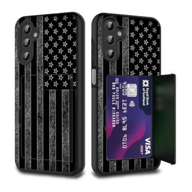 Imagem de FGDRFGRW Capa para carteira de cartão de crédito, camada dupla, híbrida, à prova de choque, proteção contra quedas com suporte, capa para Samsung Galaxy A16 5G 17.5 cm, bandeira americana preta e