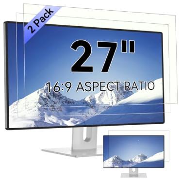 Imagem de [Pacote com 2] Protetor de tela com bloqueio de luz azul para computador de 27 polegadas para monitor widescreen 16:9, antirreflexo, proteção contra os olhos, filtro de monitor de LED para PC desktop