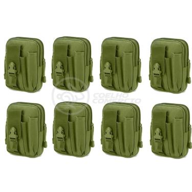 Imagem de Kit 8 Bolsas Verde Militar Conjunto Acessórios De Camping Kit Sobrevivência preto