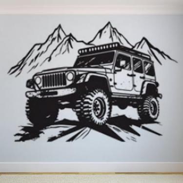 Imagem de Adesivos de parede de veículos off-road, pôsteres de parede Jeep, decalques artísticos de carro, decorações de quarto infantil, murais 115 x 90 cm