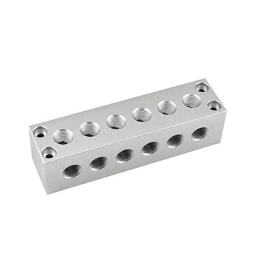 Imagem de Liga de alumínio 2-12 unidirecional 45 x 45 mm orifício de cotovelo 3/20.3 cm placa de confluencer independente bloco principal encaixe de ar pneumático (6 vias 45 x 45 mm G3l8)