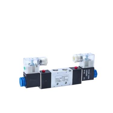Imagem de Válvula solenoide 4V220-08 dupla cabeça controle duplo 5 vias 2 posições Power Down Hold válvula direcional pneumática 1 peça (apenas válvula, AC110V)