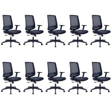 Imagem de Kit 10 Cadeiras Escritório Diretor Giratória Ergonômica NR17 Shanghai 