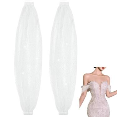 Imagem de NBEADS 1 par de mangas destacáveis para casamento, capas de manga de noiva com lantejoulas, broche de segurança de ferro e decoração de pérolas de plástico para vestidos de casamento, vestidos de