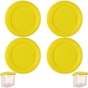 Imagem de 4 peças de tampas para copos de sorvete, recipiente redondo de silicone de 11,5 cm de diâmetro, acessórios para tampa de armazenamento de alimentos, peça de substituição para cafeteira Ninja Creami
