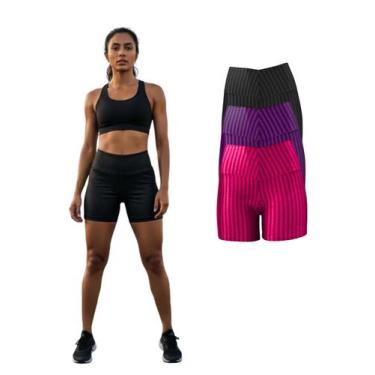 Imagem de Kit Com 3 Short Legging 3D Academia Fitness Feminino - Sunset Concept,