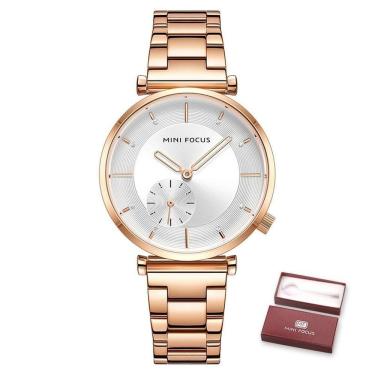 Imagem de Relógio Feminino Mini Focus Mf0333l à Prova D'água Ouro Rosa