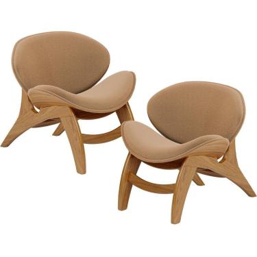 Imagem de Kit 2 Poltronas Decorativa Orgânica Sala Living Kadosh L02 Bouclê Mostarda