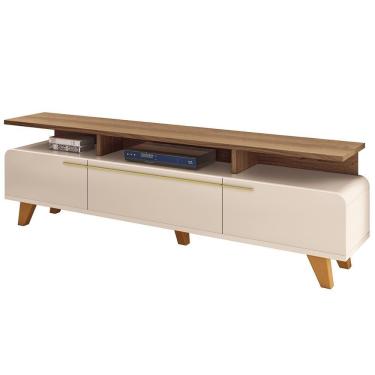 Imagem de Rack Para Sala De Estar Tv 70 Pol Orgânico 200cm émile B01 Off White Castanho - Lyam Decor