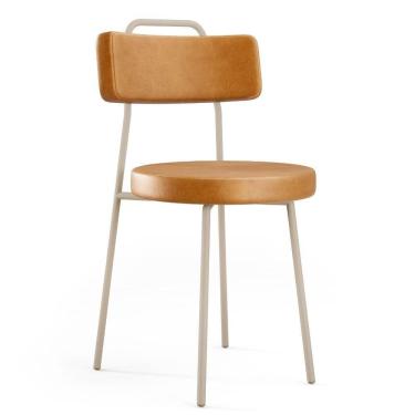 Imagem de Cadeira Decorativa Estofada Para Sala De Jantar Barcelona Arena L02 Couríssimo Whisky - Lyam