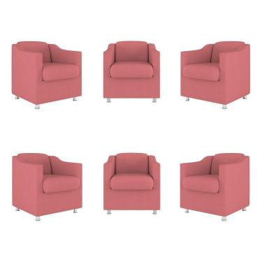 Imagem de Kit 06 Poltronas Tilla Consultório Recepção Sala Suede Cor:rosa