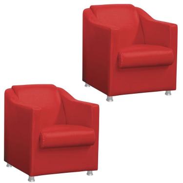 Imagem de Kit 2 Poltronas Tilla Decorativa Escritório Corino Vermelho