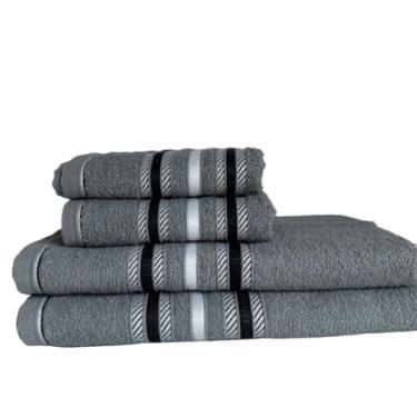 Imagem de Toalha de Banho Gigante, Kit 10 Toalha de Rosto 40x70cm Algodão Felpuda e Bordada Premium Lavabo(Kit 10 Rosto Cinza)