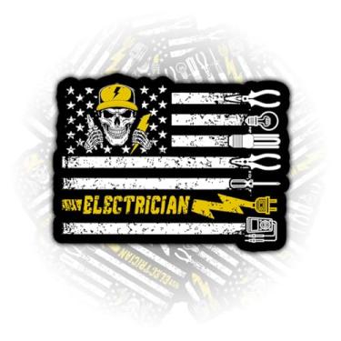 Imagem de (3 peças) Adesivo de bandeira de eletricista, adesivo de vinil com citação de trabalho de eletricista patriótico para garrafa de água, caixa de ferramentas, decalque de capacete, presentes para
