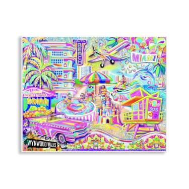Imagem de Stupell Industries Arte de placa de parede Miami Fun Collage, design por Jess Stempel, 28 x 35 cm