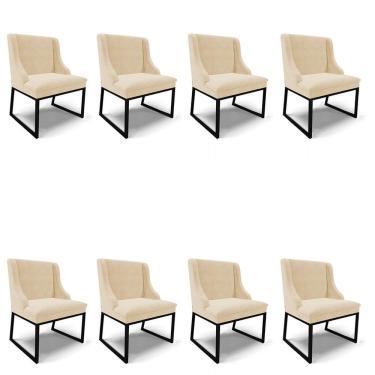 Imagem de Cadeira Sala De Jantar Industrial Preto Kit 8 Liz Suede D03 - D'rossi Verde