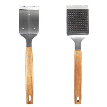 Imagem de Escova e raspador de grelha para limpeza ao ar livre - ferramenta segura de limpeza de churrasco para churrasqueiras, cabeça substituível, acessório ideal para homens e pais