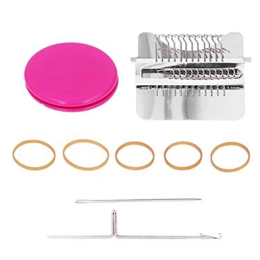 Imagem de Agulha de punção ajustável para bordar, ferramenta de agulha com aderência confortável para artesanato, costura, uso doméstico, plástico, aço inoxidável, 1 conjunto cinza
