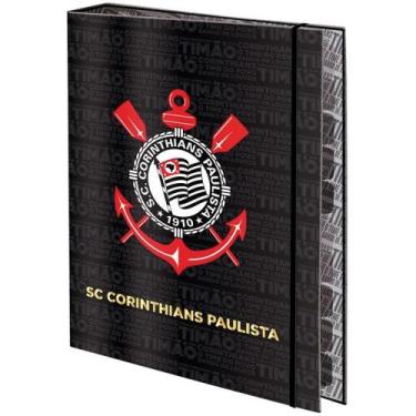 Imagem de Fichário Cartonado Corinthians Universitário com Elástico 48 Folhas - 