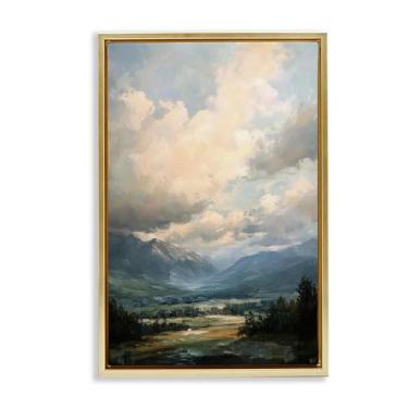 Imagem de Stupell Industries Arte de parede Split Heavens Cloudy Meadow Gray Floater Canvas Frame, design por Petal Prints Design, 78 x 53 cm